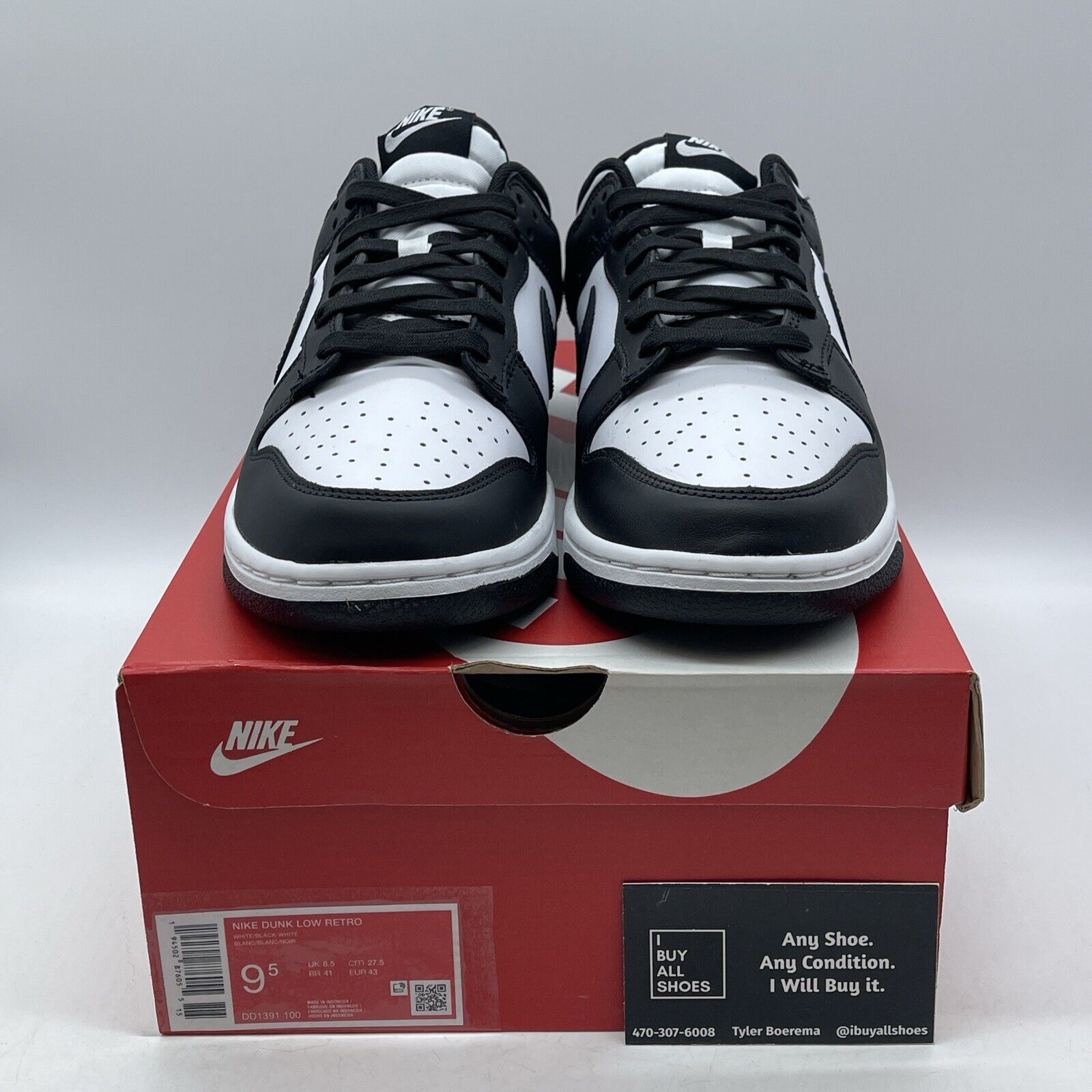 Size 9.5 - Nike Dunk Low Black White Suede Leather (DD1391-100)