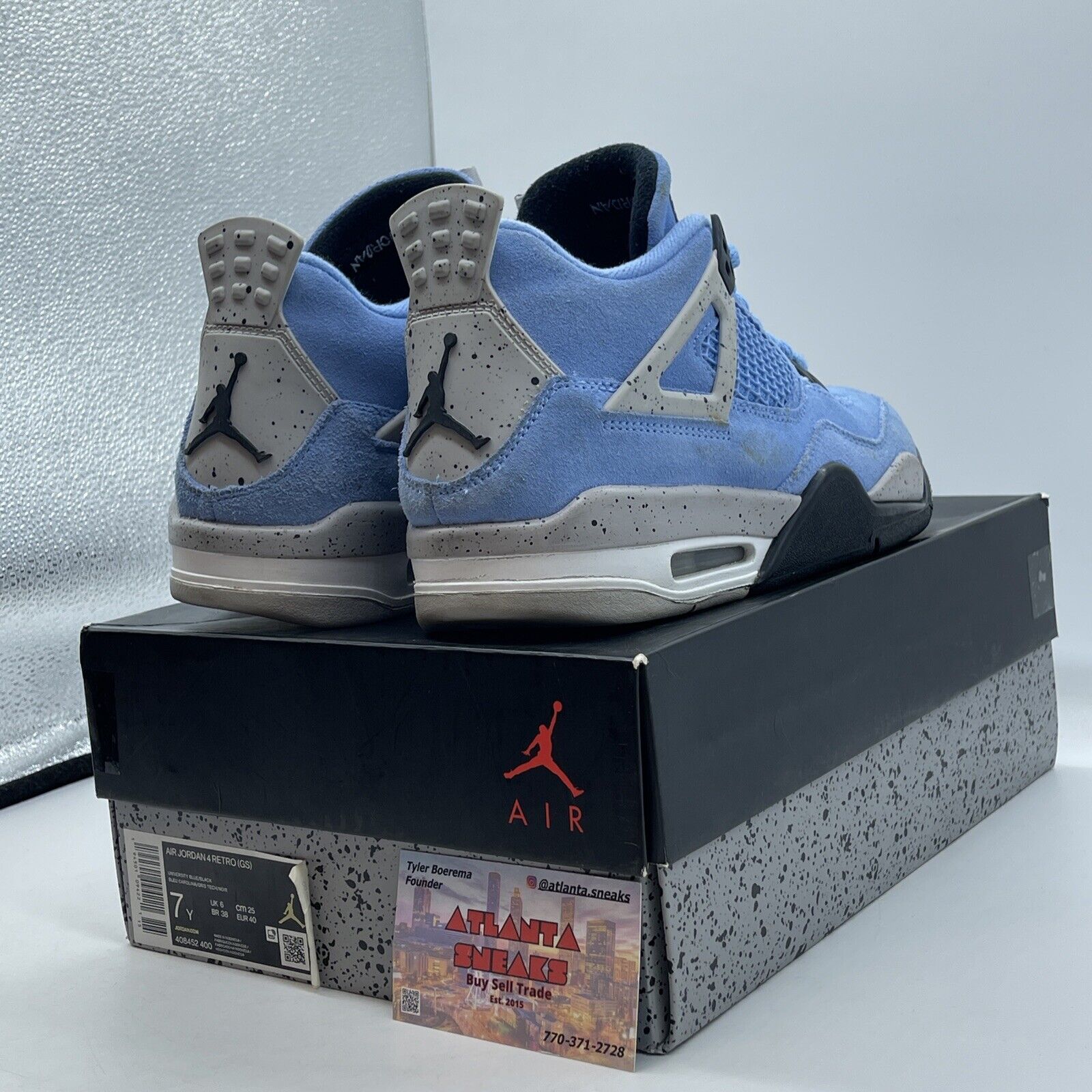 Size 7 - Jordan 4 Retro Black Tech Grey University Blue White 2021 (408452-400)