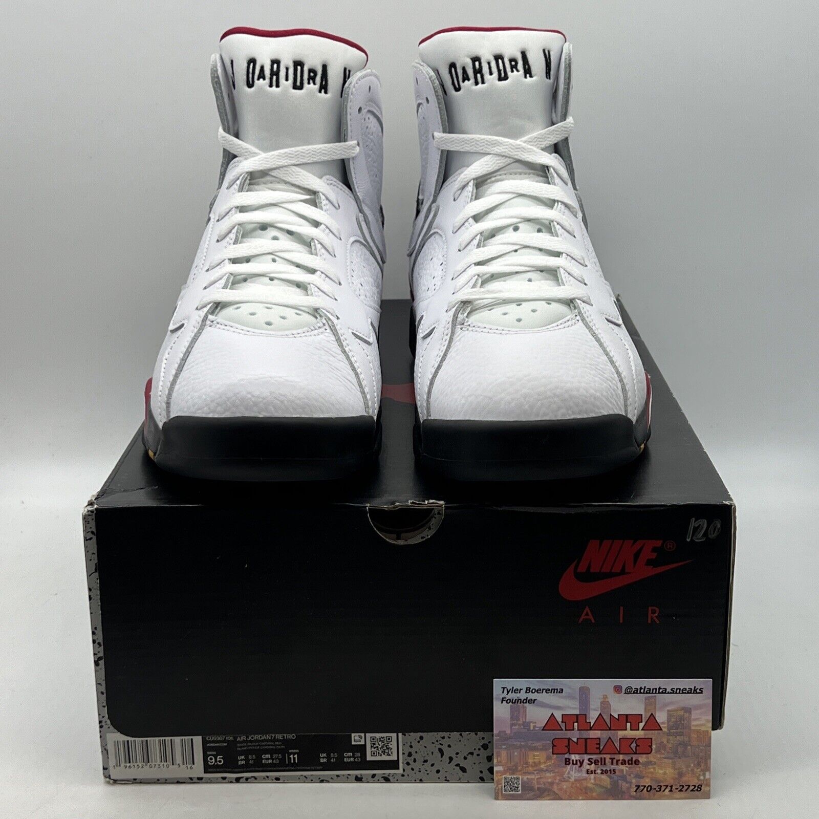 Size 9.5 - Jordan 7 Cardinal 2022 White Black Red Yellow Leather (CU9307-106)