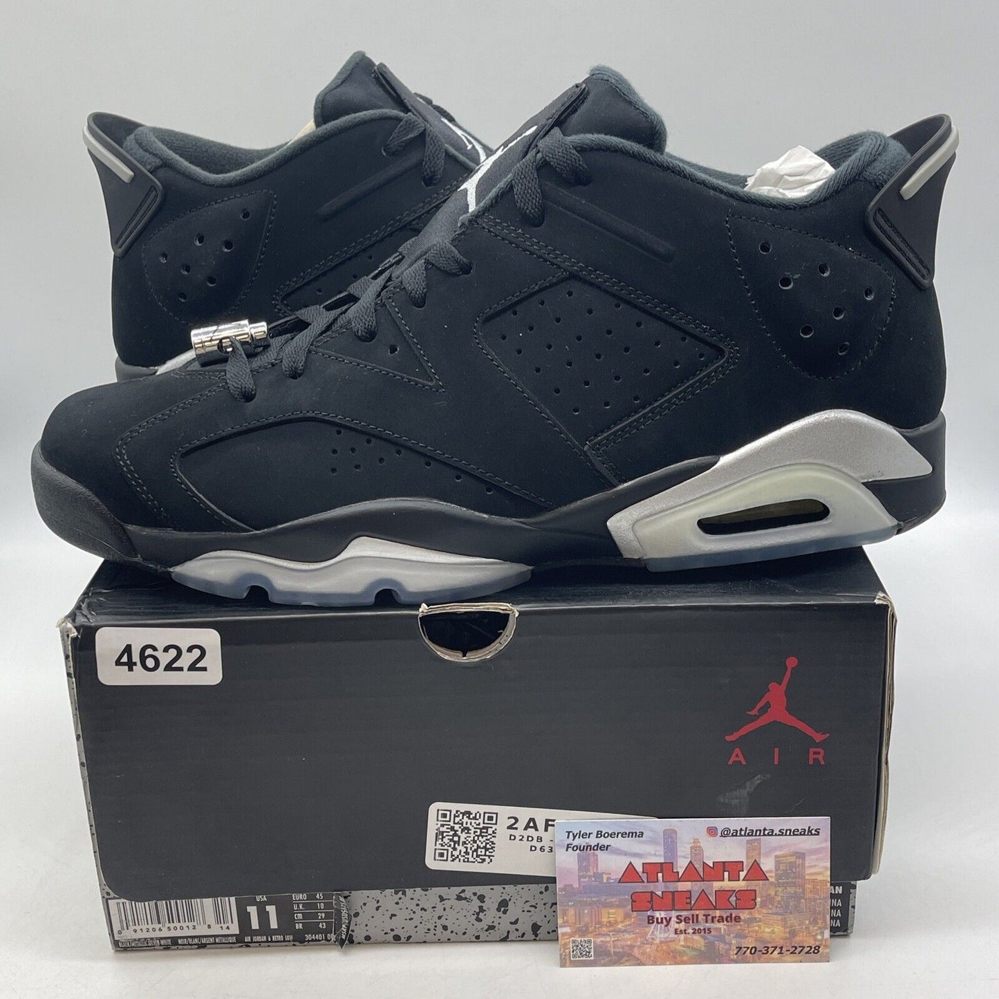 Size 11 - Air Jordan 6 Retro Low Chrome Black Silver Suede (304401-003)