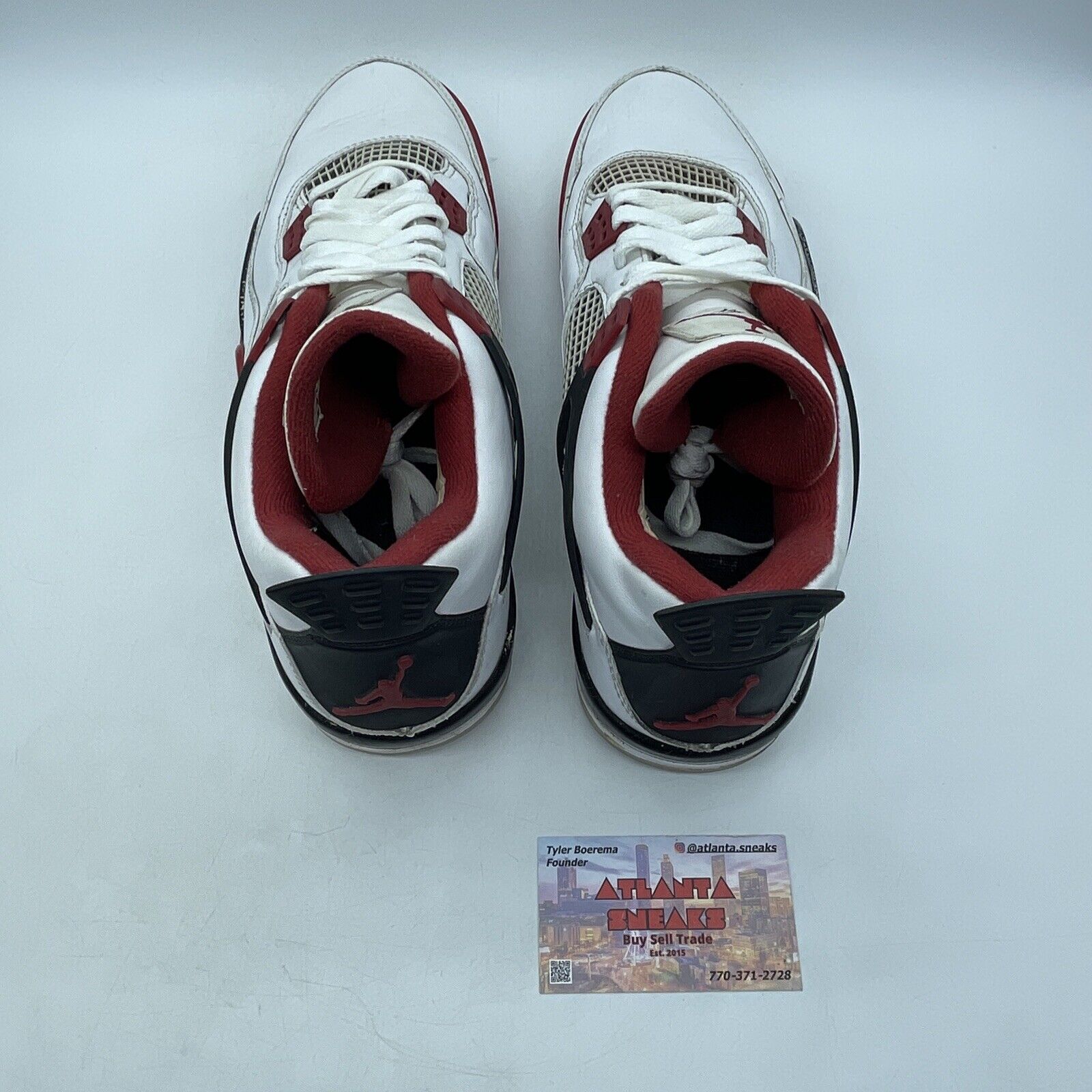Size 10 - Jordan 4 Retro Fire Red 2012 Black White Leather (308497-110)