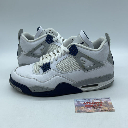 Size 9.5 - Jordan 4 Retro Mid Midnight Navy Grey White Leather (DH6927-140)