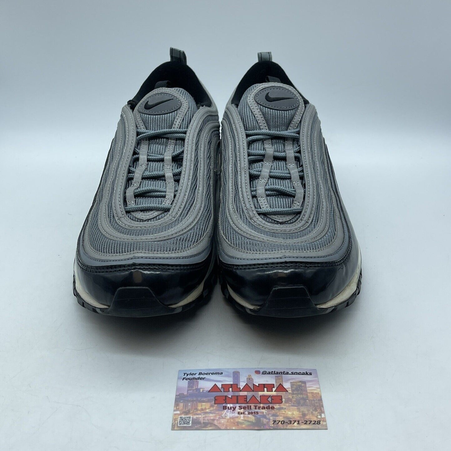 Size 12 - Nike Air Max 97 Patent Leather Grey Black White Suede (921826-010)