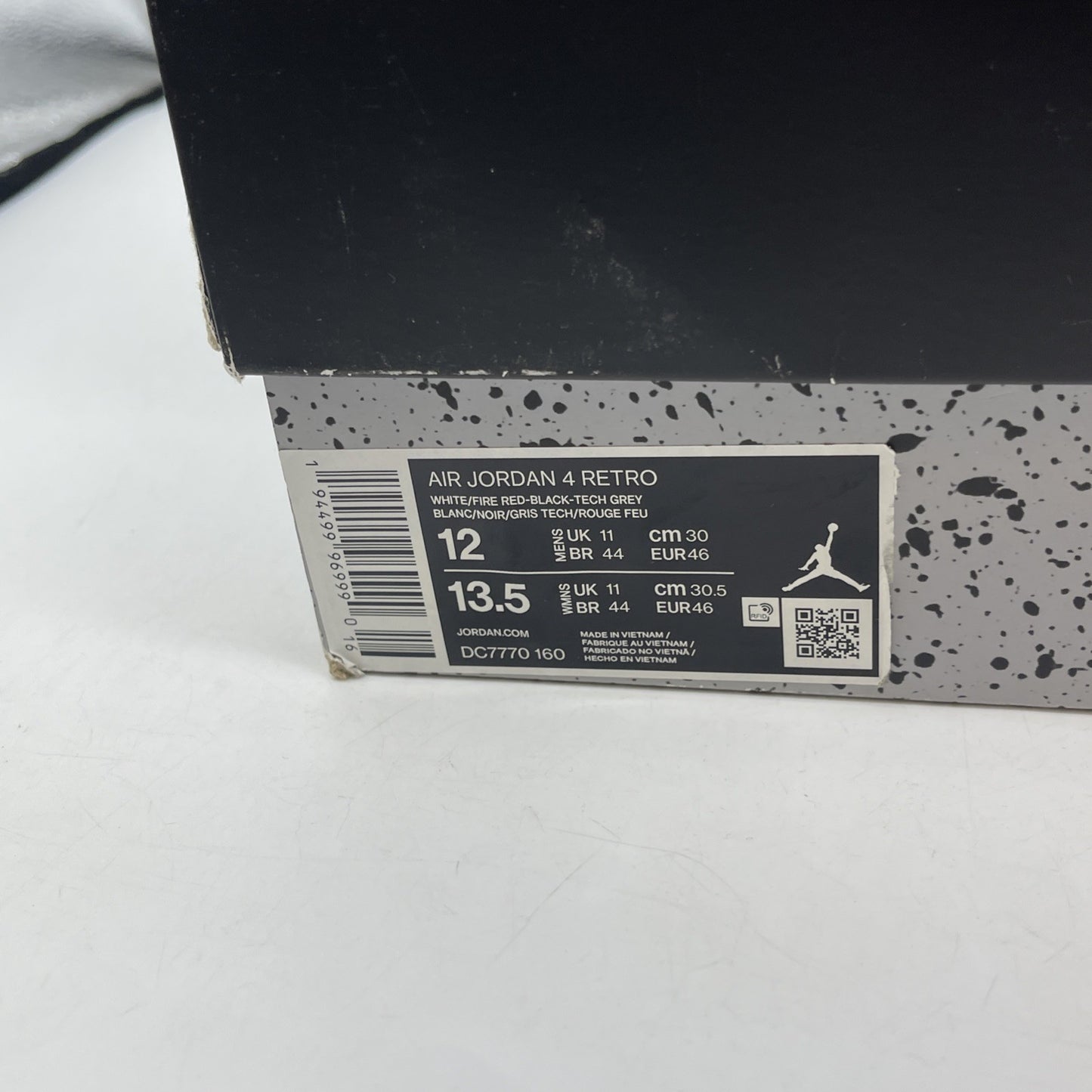 Size 12 - Jordan 4 Retro OG Mid Fire Red White Black Leather (DC7770-160)