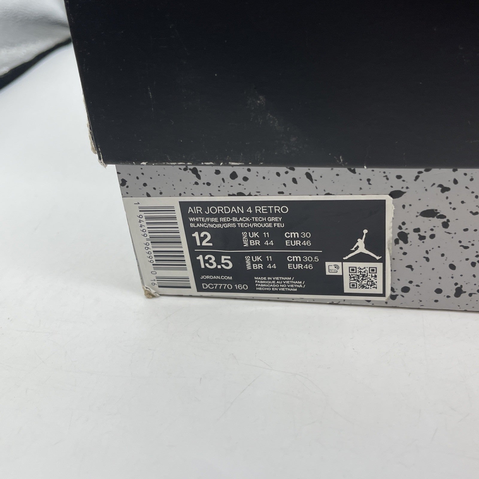 Size 12 - Jordan 4 Retro OG Mid Fire Red White Black Leather (DC7770-160)