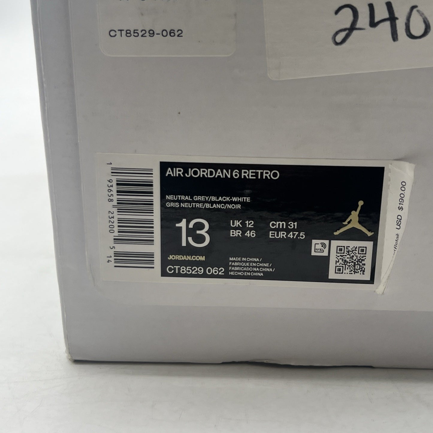 Size 13 - Air Jordan 6 Retro Hare (CT8529-062)