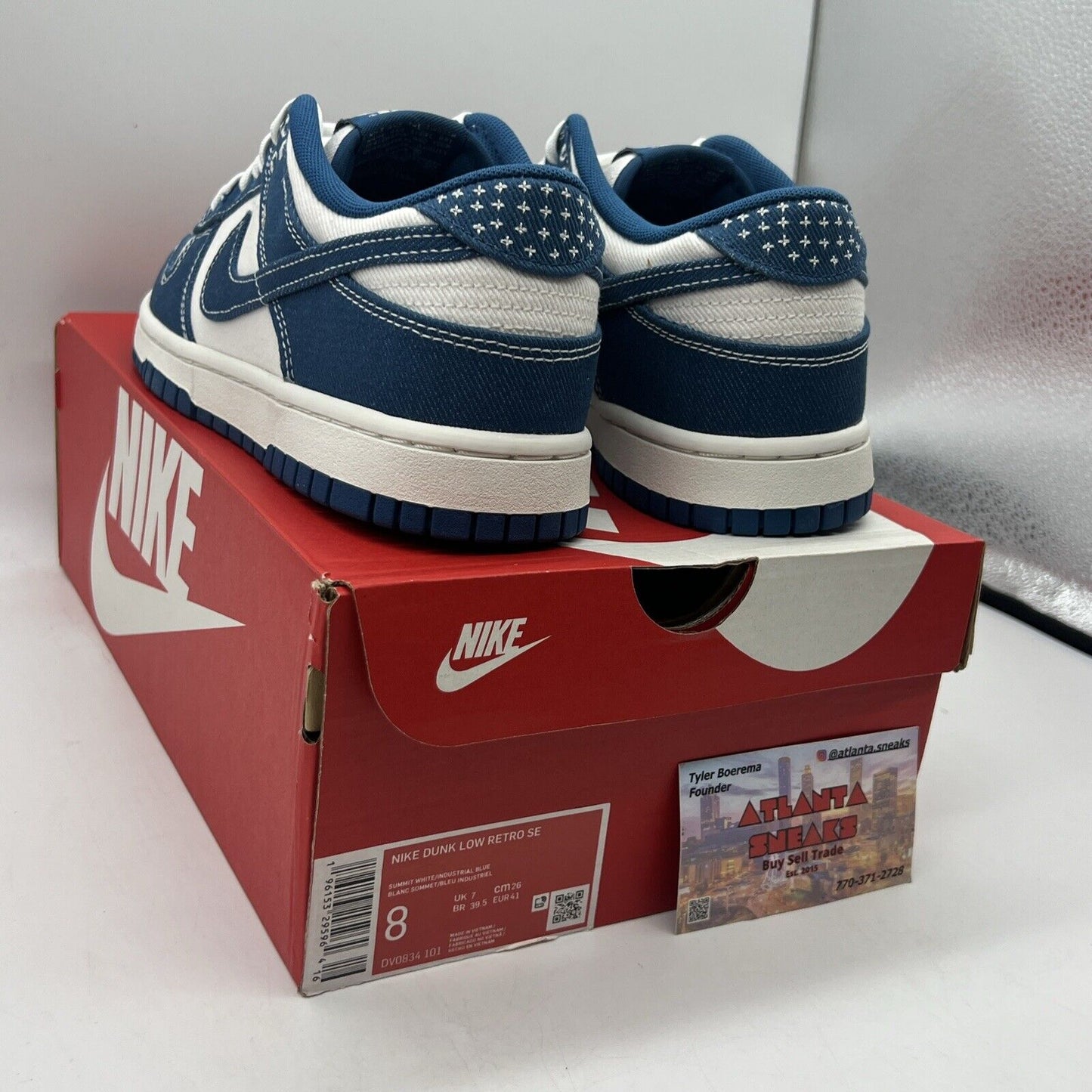 Size 8 - Nike Dunk Low SE Sashiko - Industrial Blue Brand New Og All