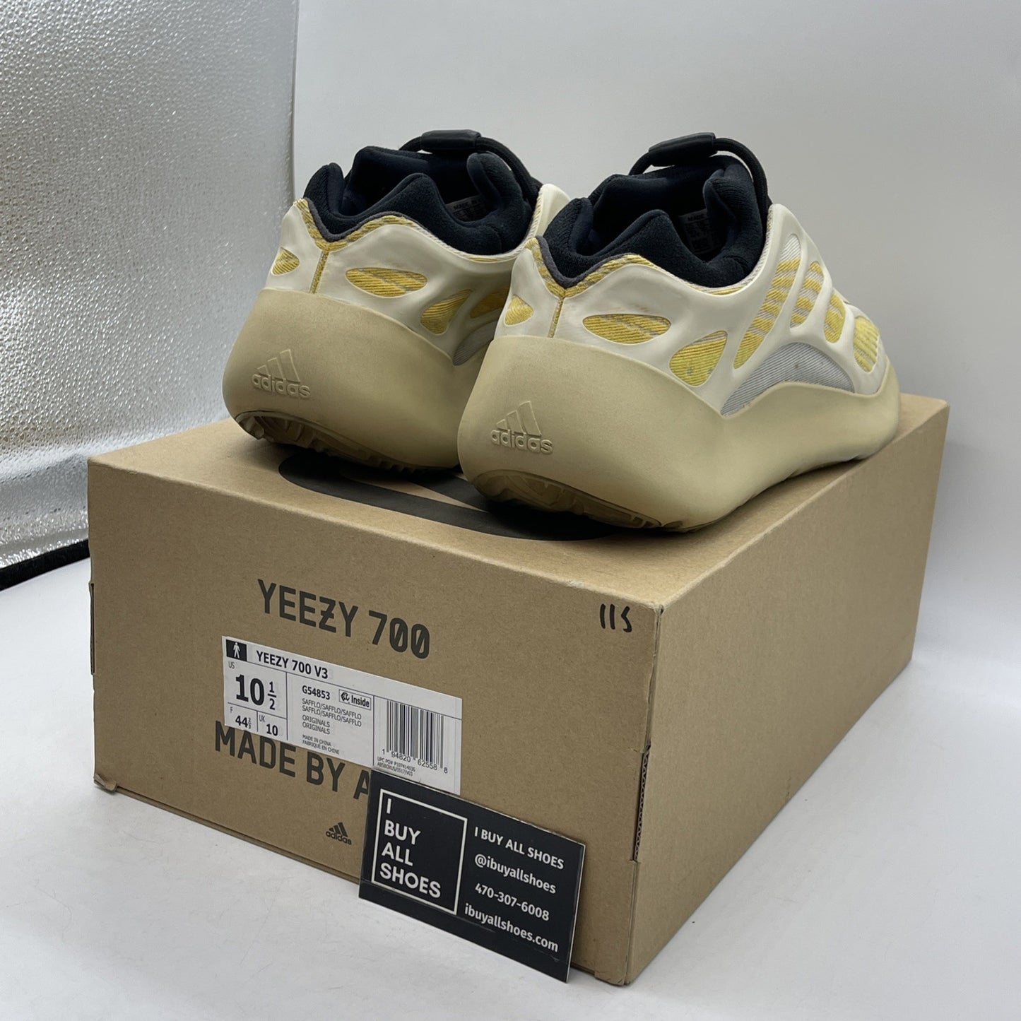 Size 10.5 - adidas Yeezy 700 V3 Safflower Black Tan Yellow Suede (G54853)