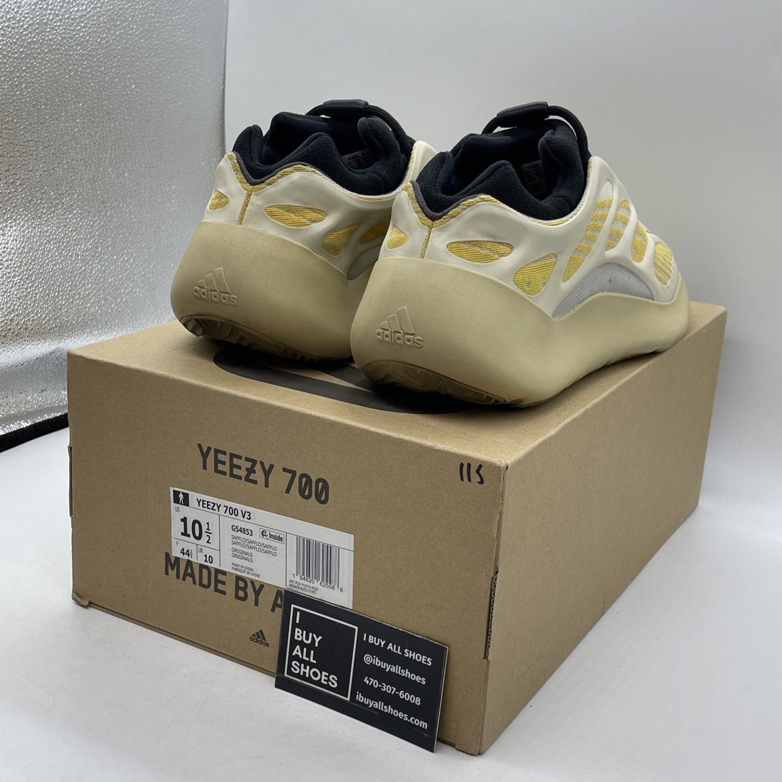 Size 10.5 - adidas Yeezy 700 V3 Safflower Black Tan Yellow Suede (G54853)