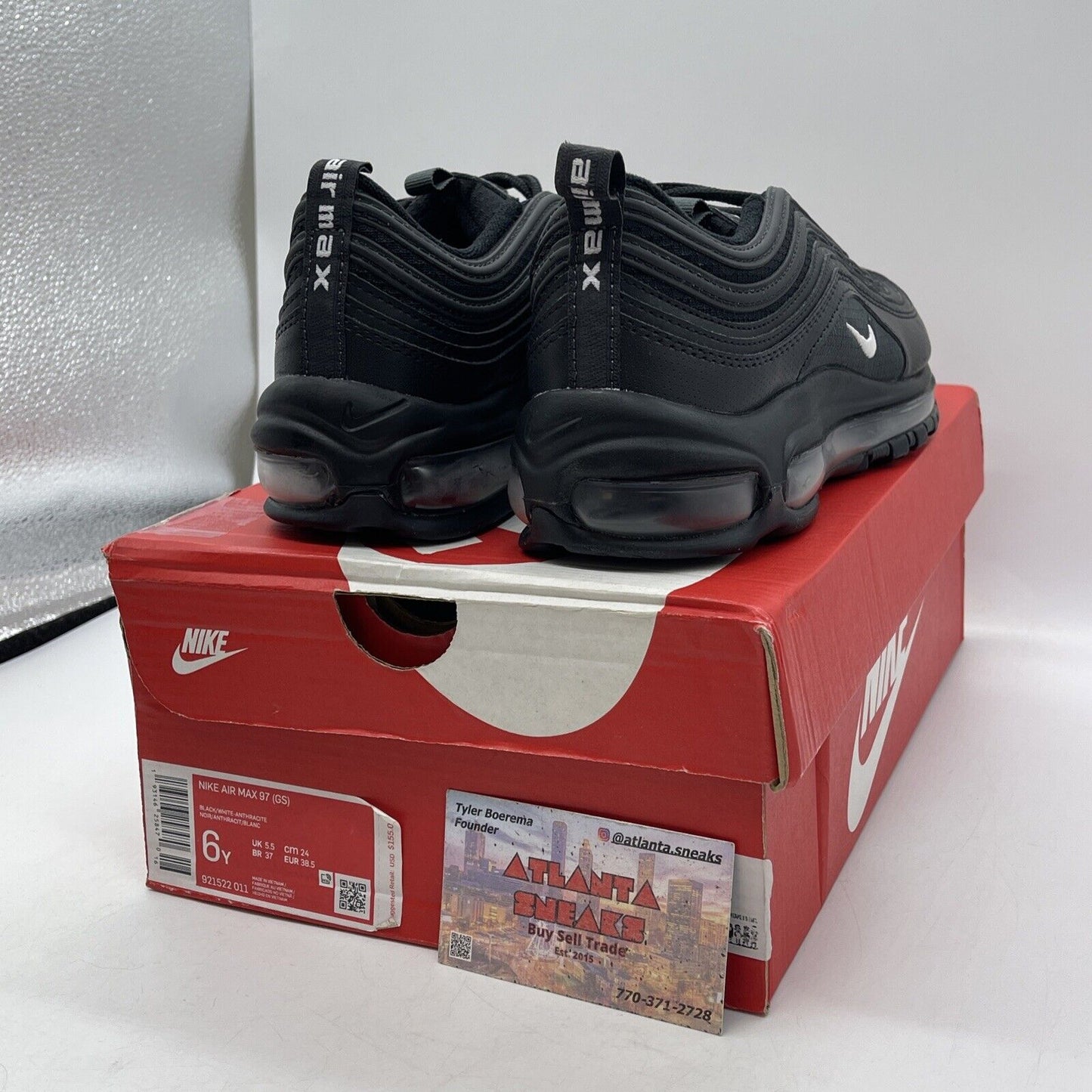 Size 6Y (GS) - Nike Air Max 97 Low Black White Leather Suede (921522-011)