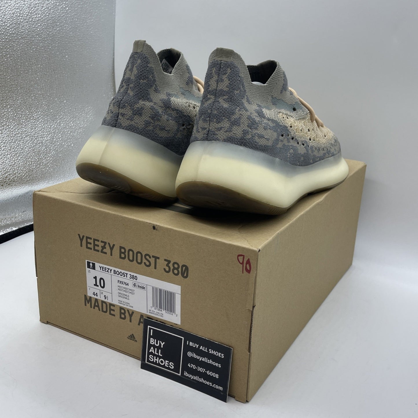 Size 10 - adidas Yeezy Boost 380 Mist Non-Reflective Brown Suede (FX9764)