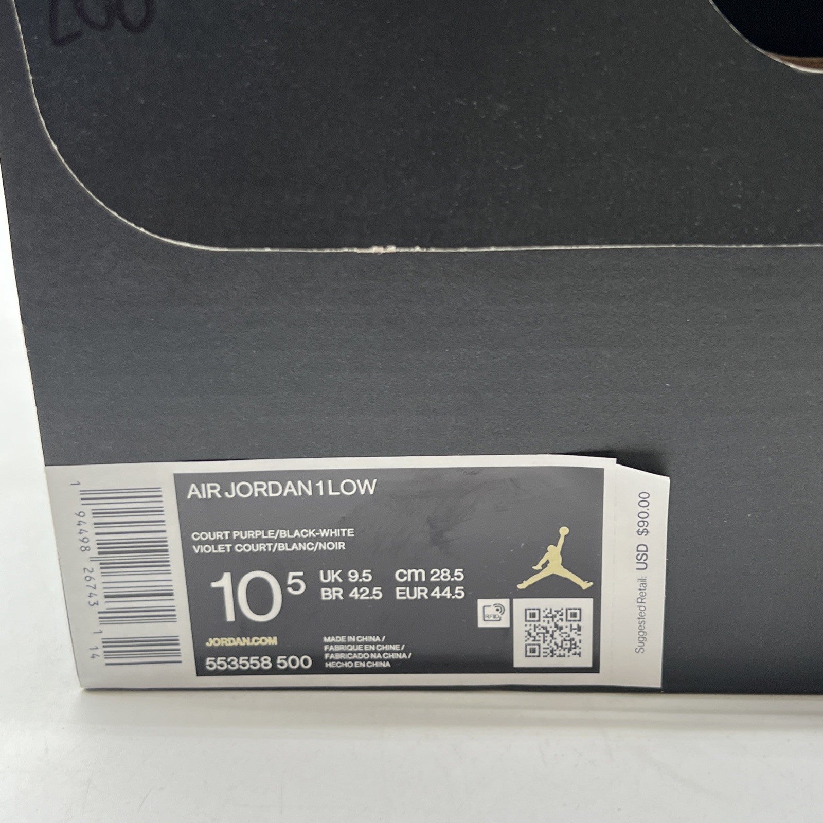 Size 10.5 - Air Jordan 1 Low Court Purple (553558-500)