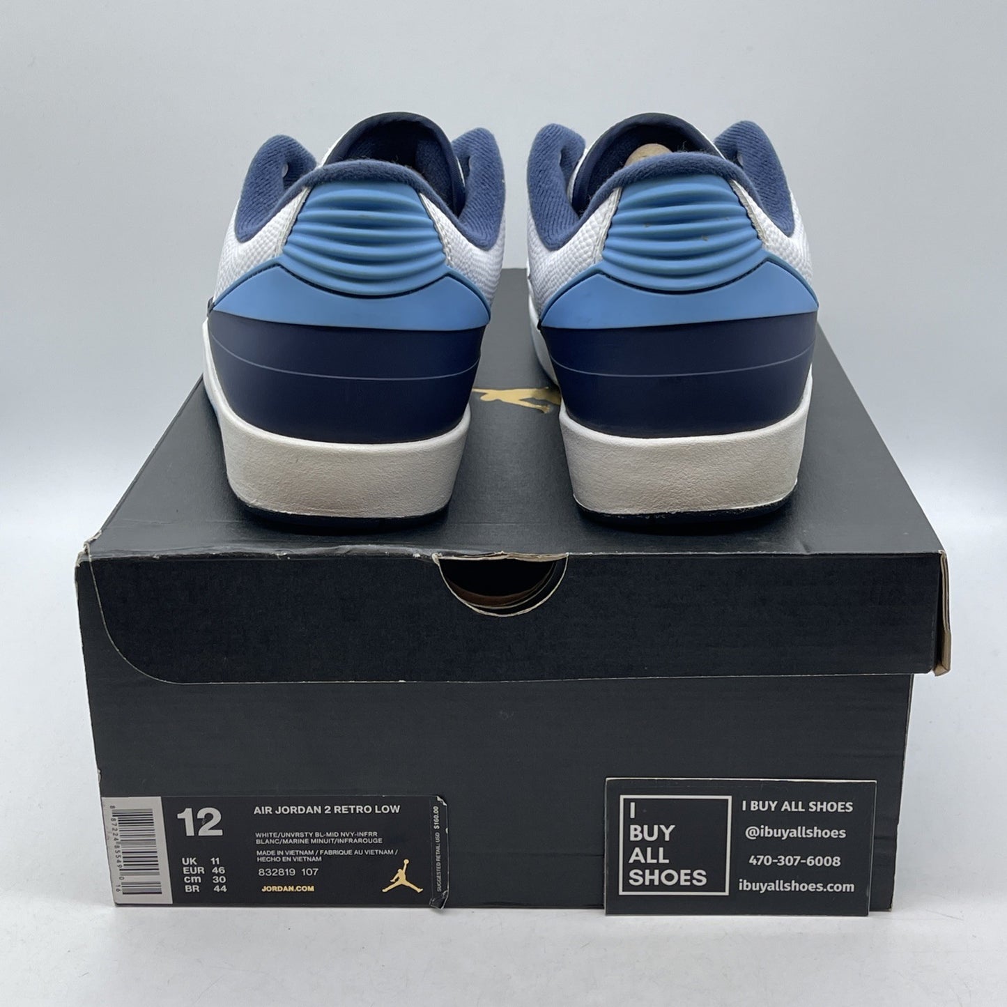 Size 12 - Air Jordan 2 Retro Low Midnight Navy White Leather (832819-107)