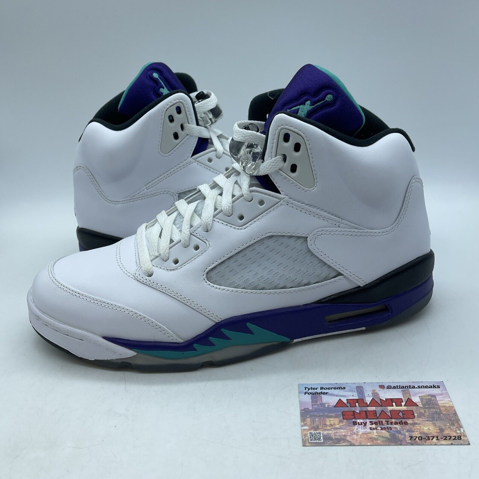 Size 10 - Jordan 5 Retro Grape 2013 White Blue Black Leather (136027-108)