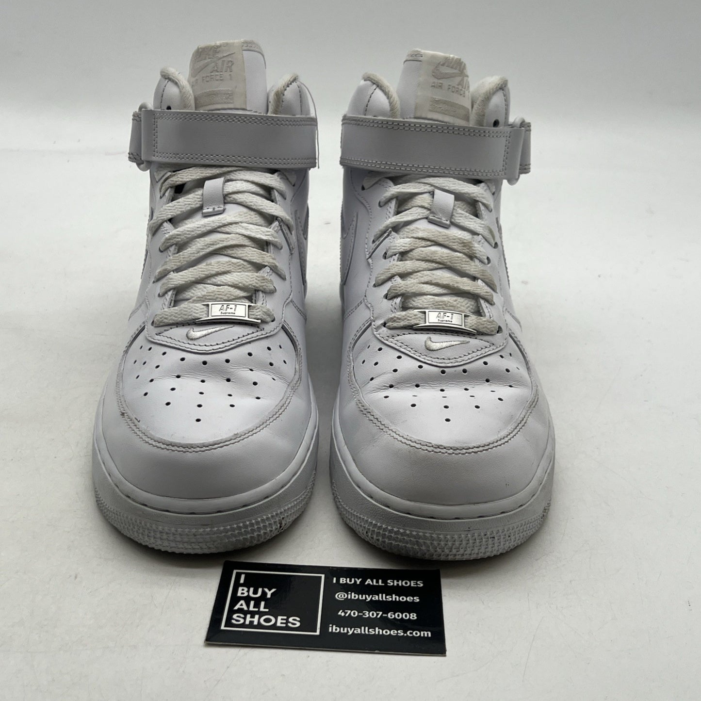 Size 10 - Nike Supreme x Air Force 1 Mid Box Logo - Triple White (FZ8784-100)