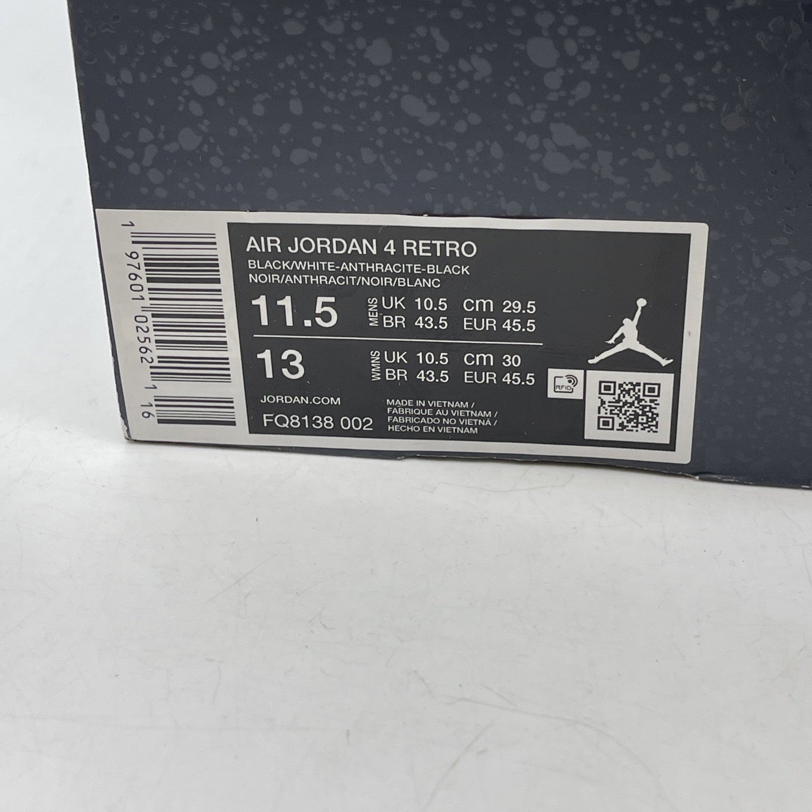 Size 11.5 - Air Jordan 4 Retro 2024 Fear Grey Black Suede (FQ8138-002)