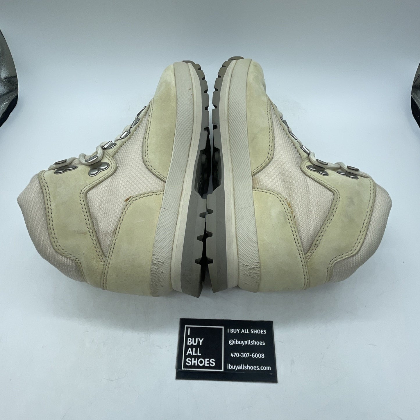 Size 10 - Timberland Euro Hiker Leather Suede Mid Hiking Boots Cream Beige