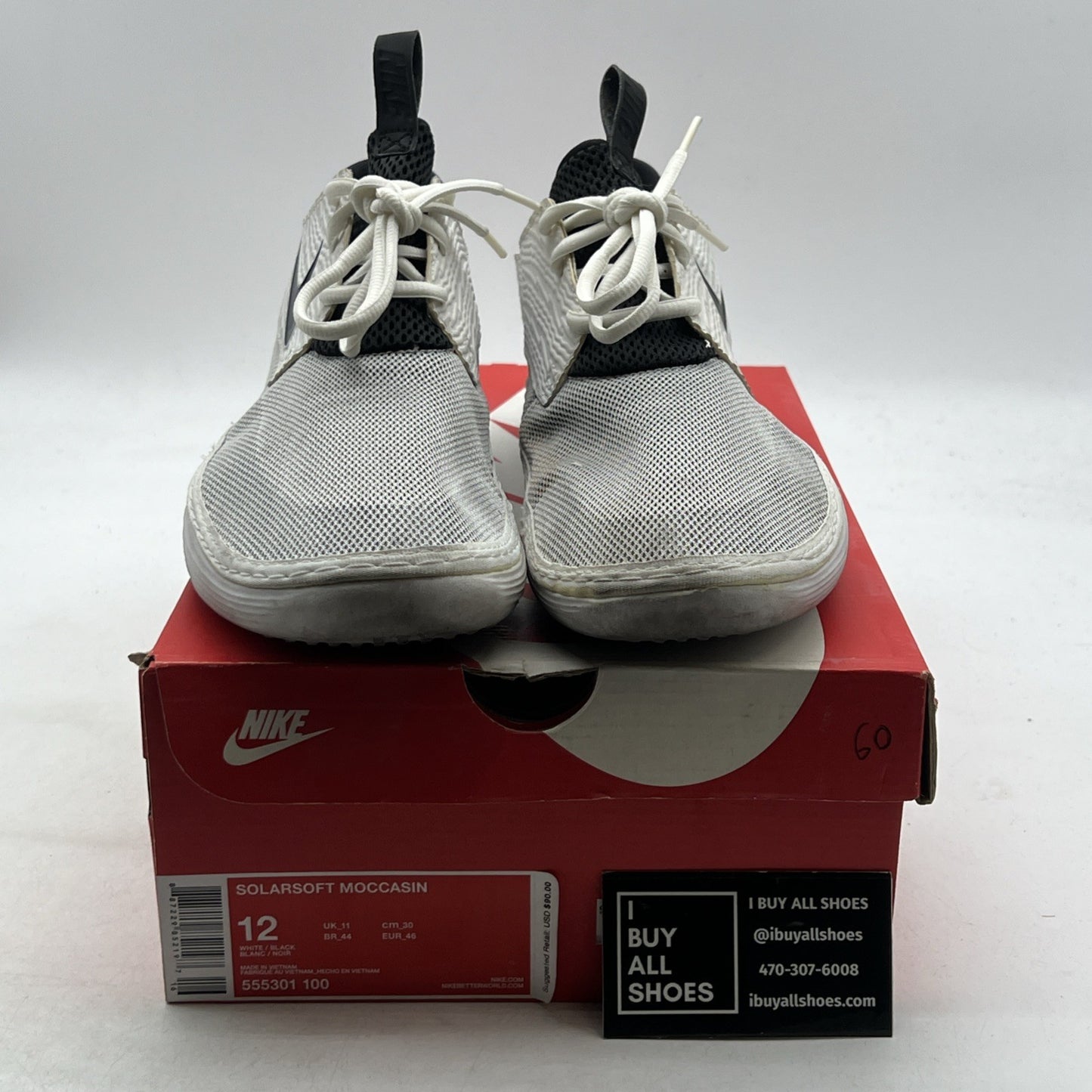 Size 12 - Nike Solarsoft Moccasin White (555301-100)