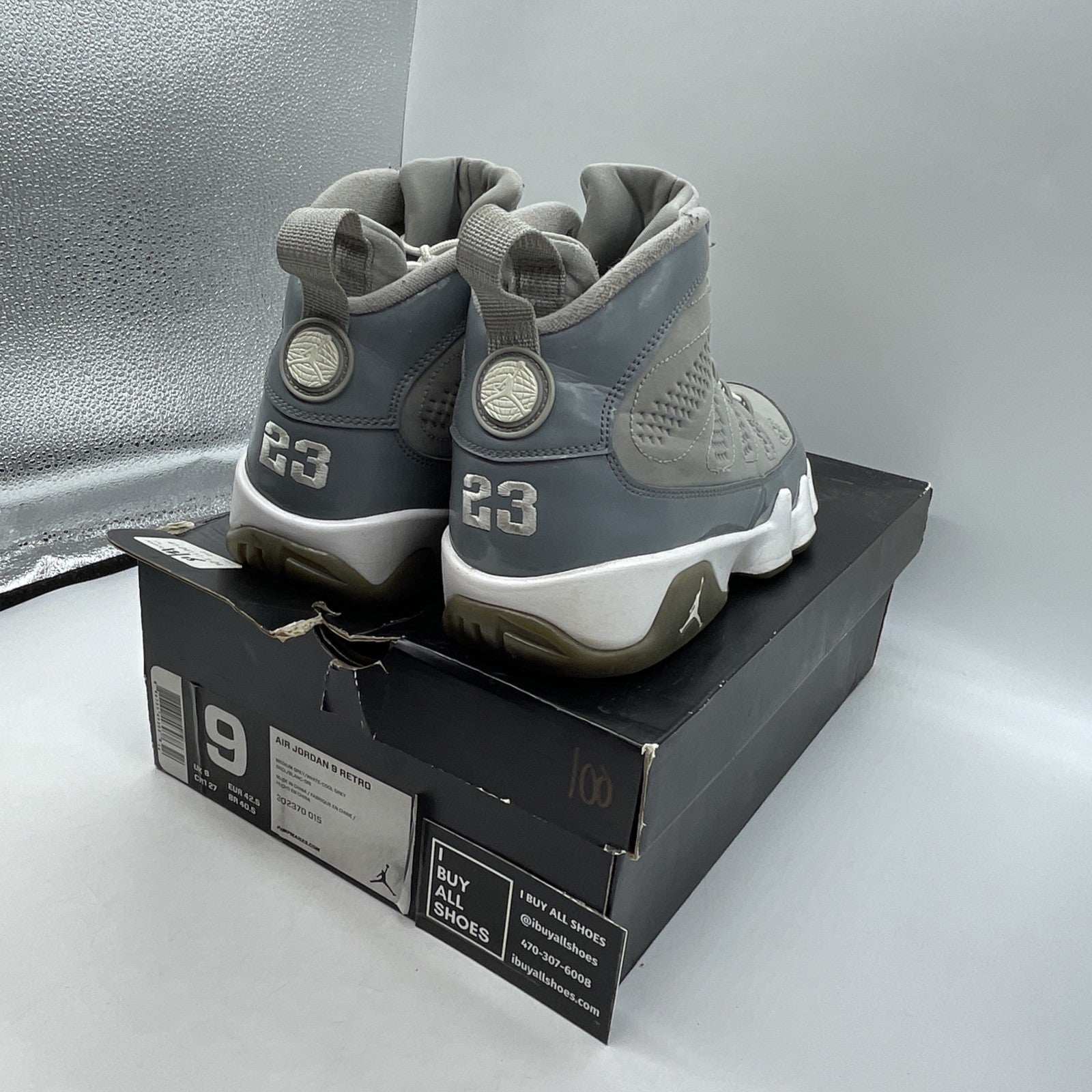 Size 9 - Air Jordan 9 Retro 2012 Cool Grey (302370-015)