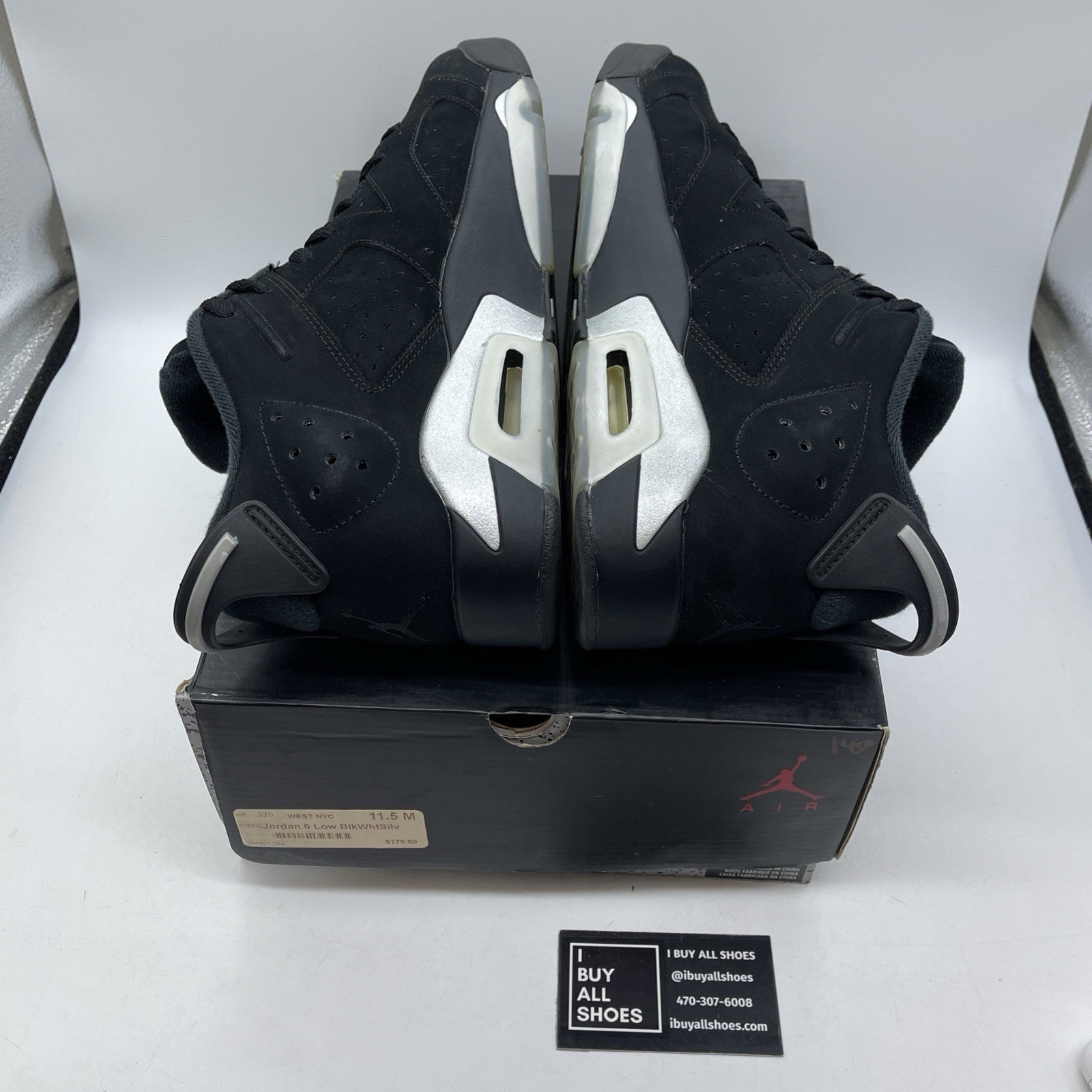Size 11.5 - Air Jordan 6 Retro Low Chrome Silver Black Suede (304401-003)