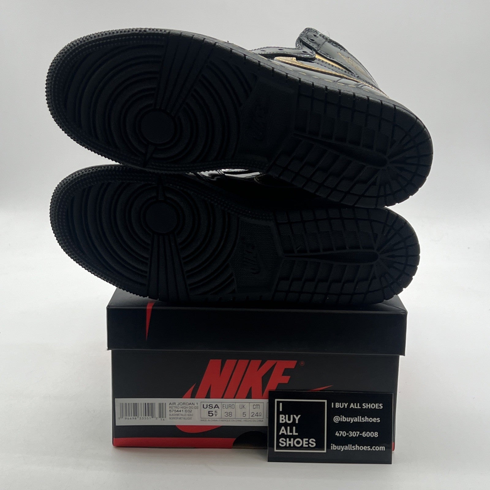 Size 5.5Y - Air Jordan 1 Black 2020 (575441-032)