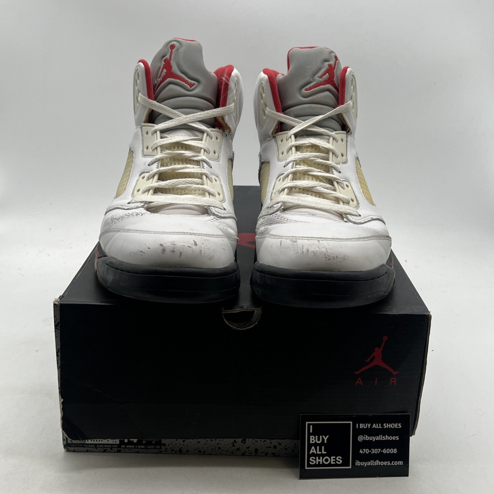 Size 14 - Air Jordan 5 Retro 2013 White Fire Red (136027-100)
