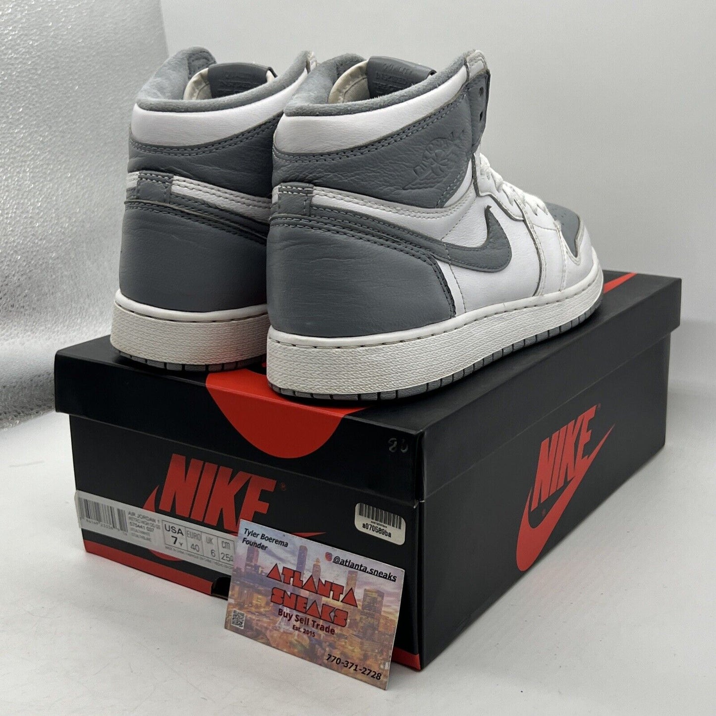 Size 7 - Jordan 1 Retro High OG Stealth White Grey Leather (575441-037)