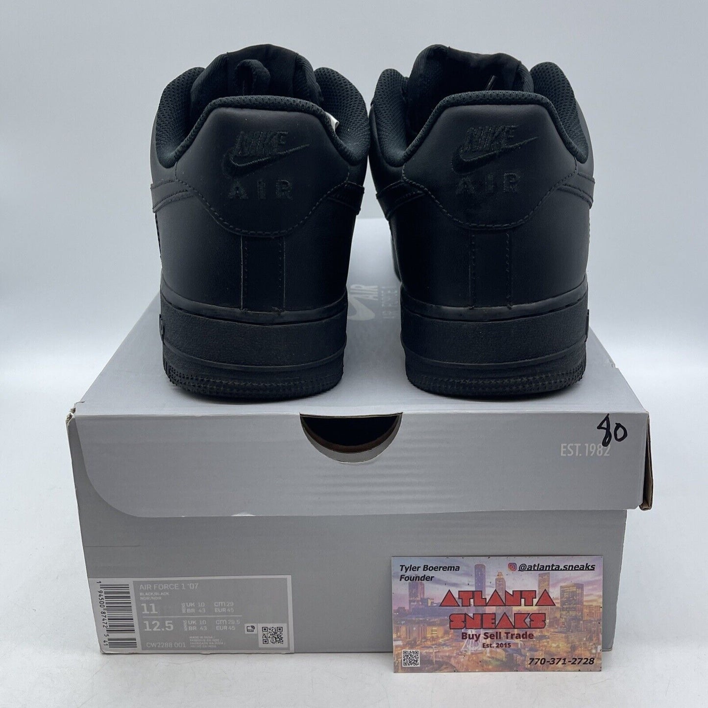 Size 11 - Nike Air Force 1 '07 Low Triple Black Leather (CW2288-001)