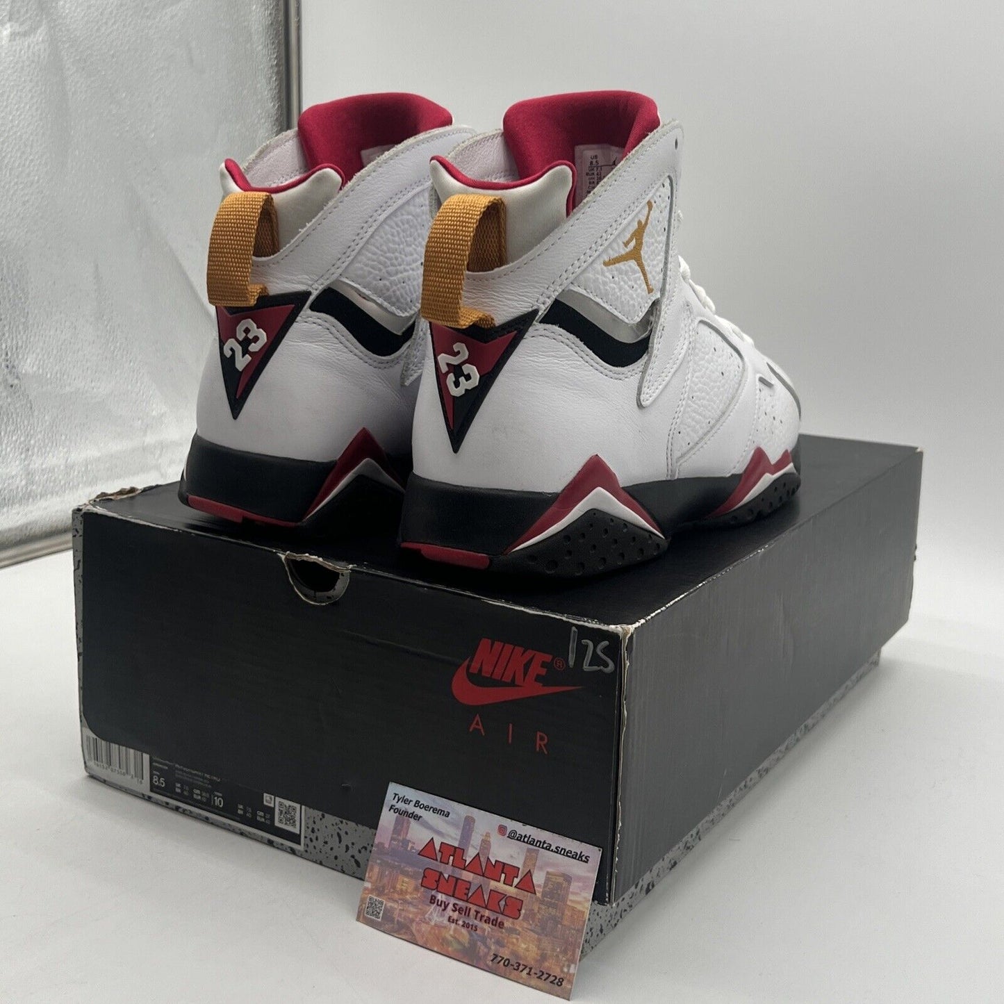 Size 8.5 - Jordan 7 Cardinal 2022 White Red Black Leather (CU9307-106)