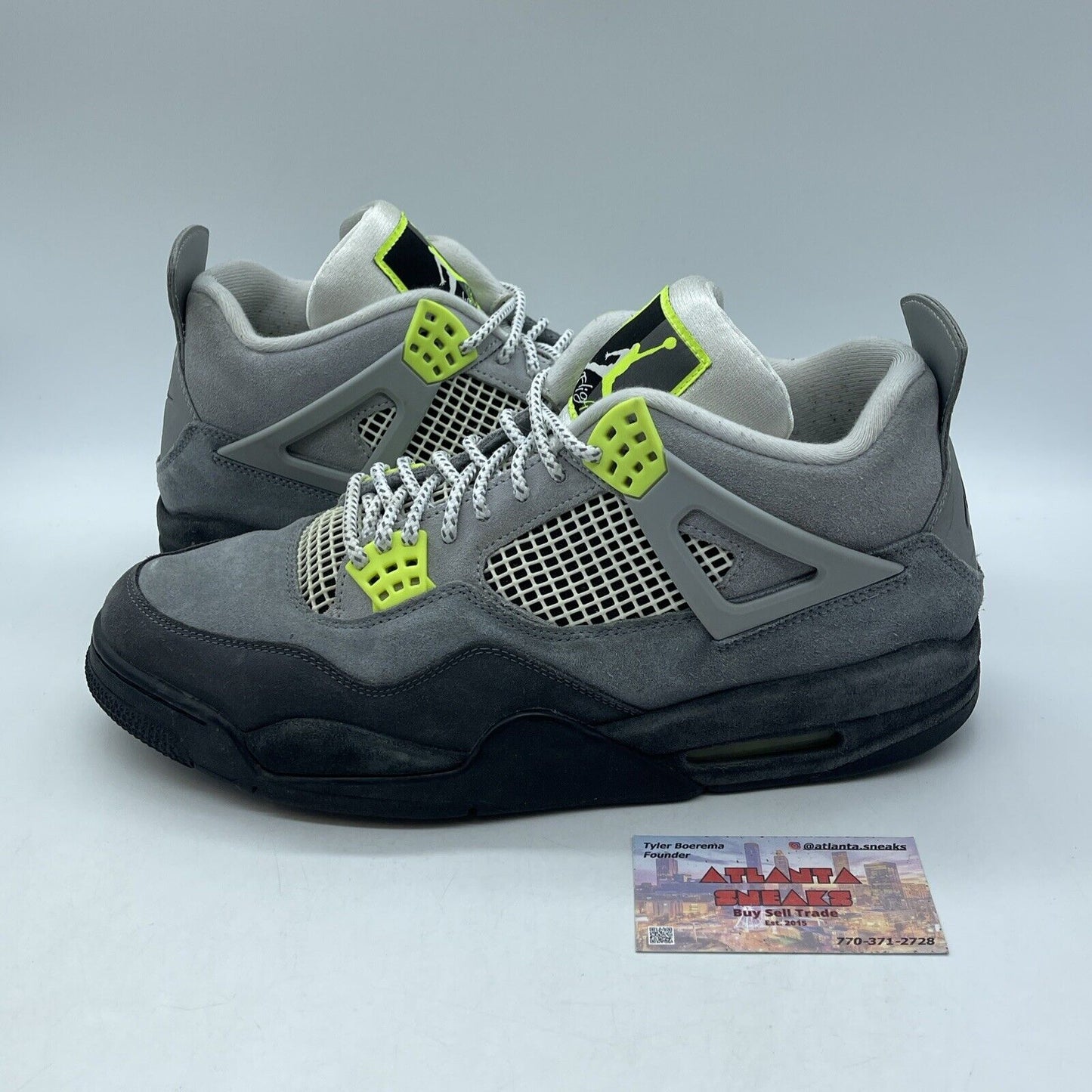 Size 12 - Jordan 4 Retro SE Mid Neon 95 Black Grey Suede (CT5342-007)