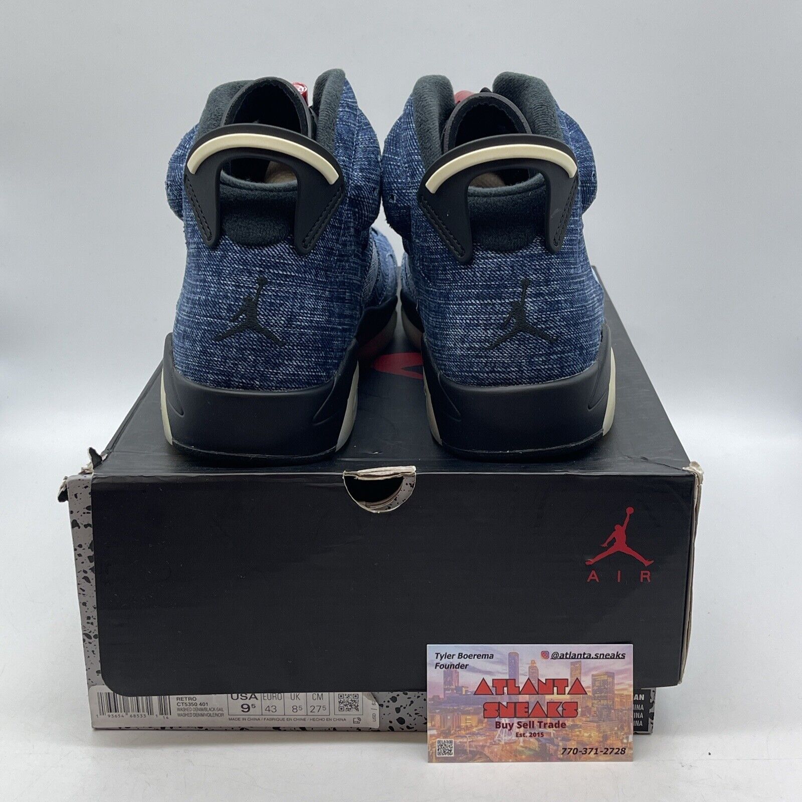 Size 9.5 - Air Jordan 6 Retro Washed Denim Blue Red Brown White (CT5350-401)