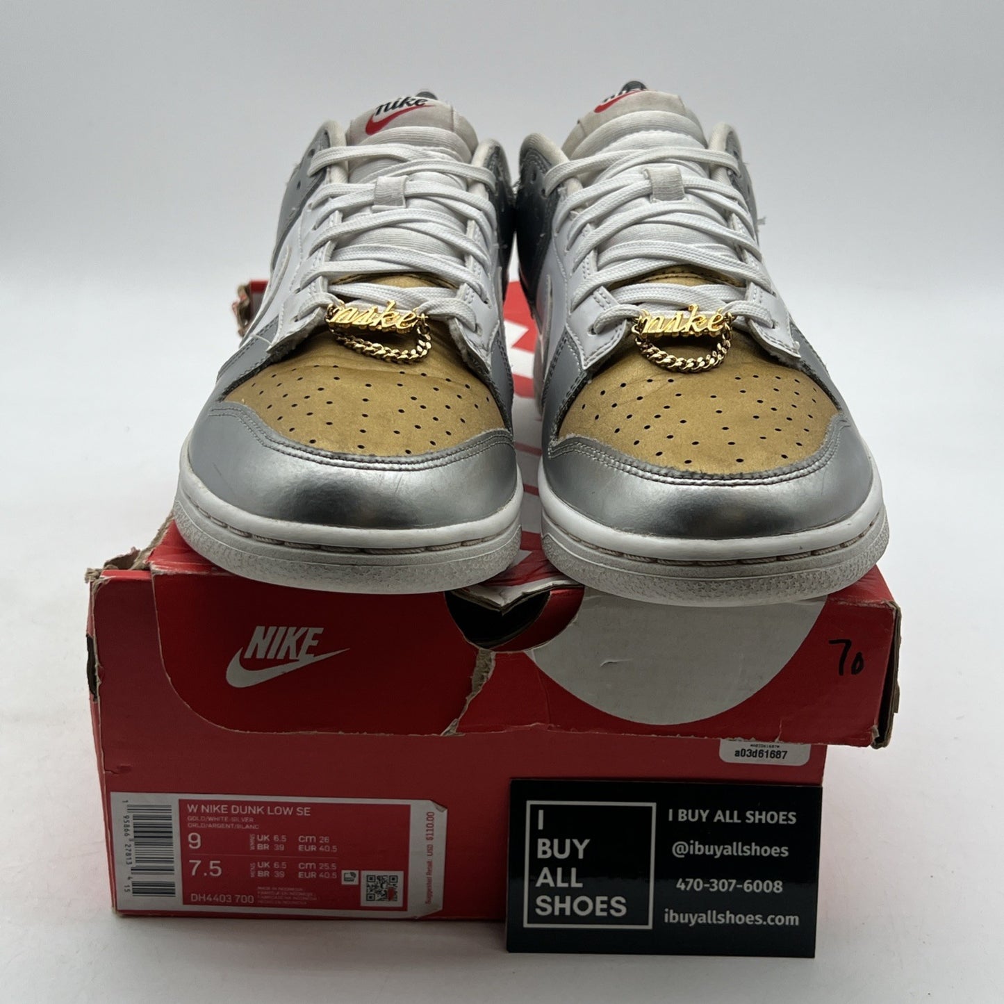 Size 9 - Nike Dunk SE Low Silver Gold Metallic W (DH4403-700)
