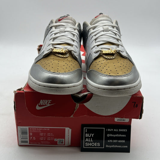 Size 9 - Nike Dunk SE Low Silver Gold Metallic W (DH4403-700)