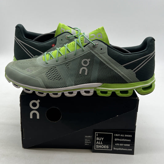 Size 12.5 - ON Cloudflow womens running shoes Moss/Lime