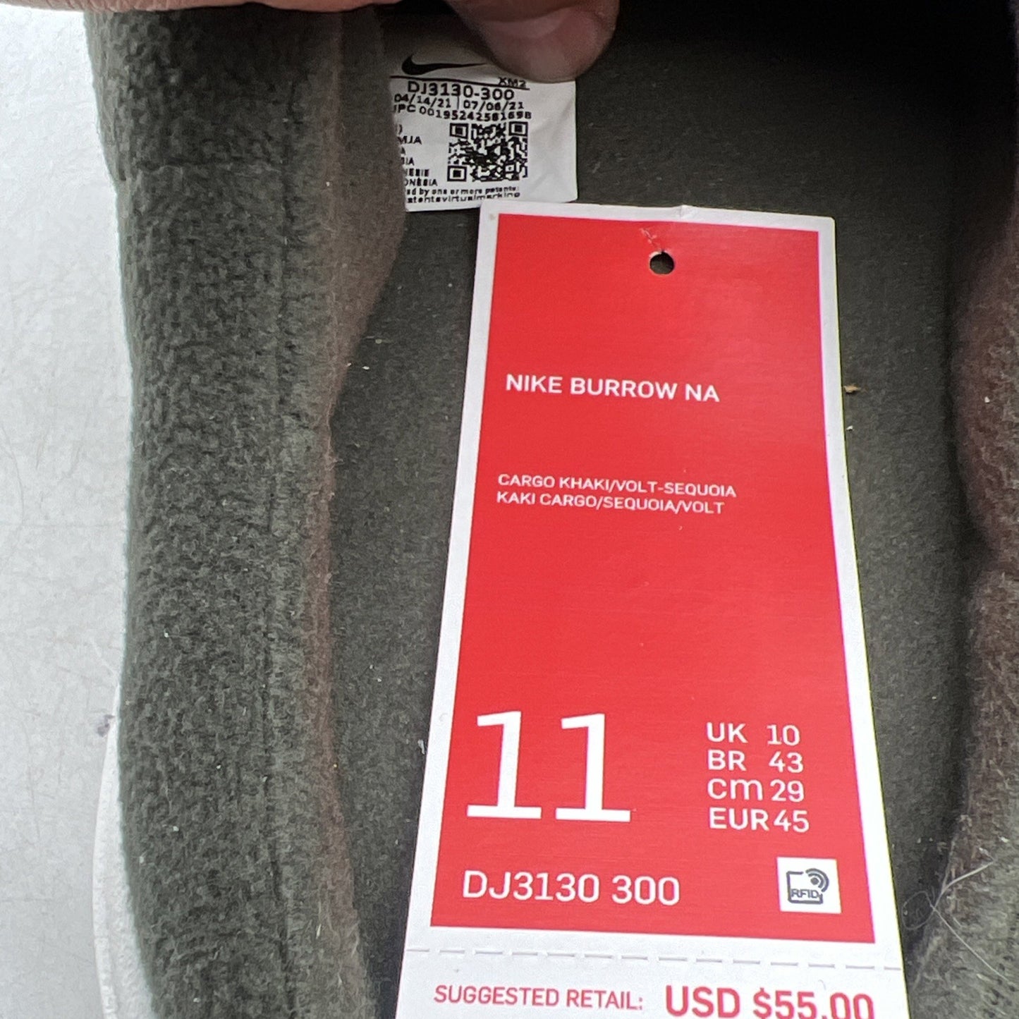 Size 11 - Nike Burrow Cargo Khaki (DJ3130-300)