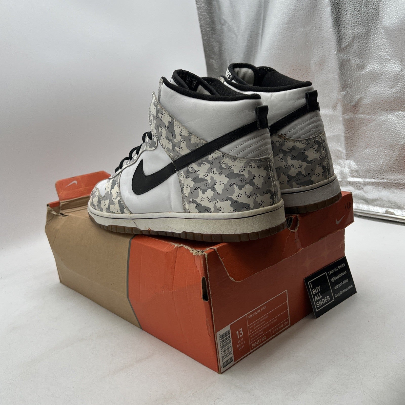 Size 13 - Nike Dunk High White - (309432-102)