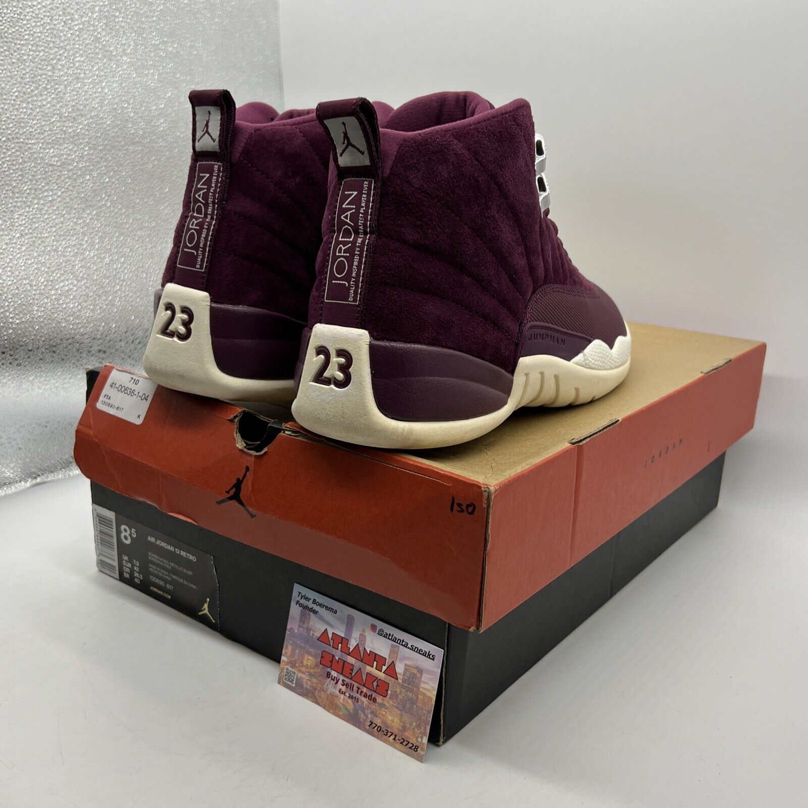 Size 8.5 - Air Jordan 12 Retro Bordeaux White Suede (130690-617)