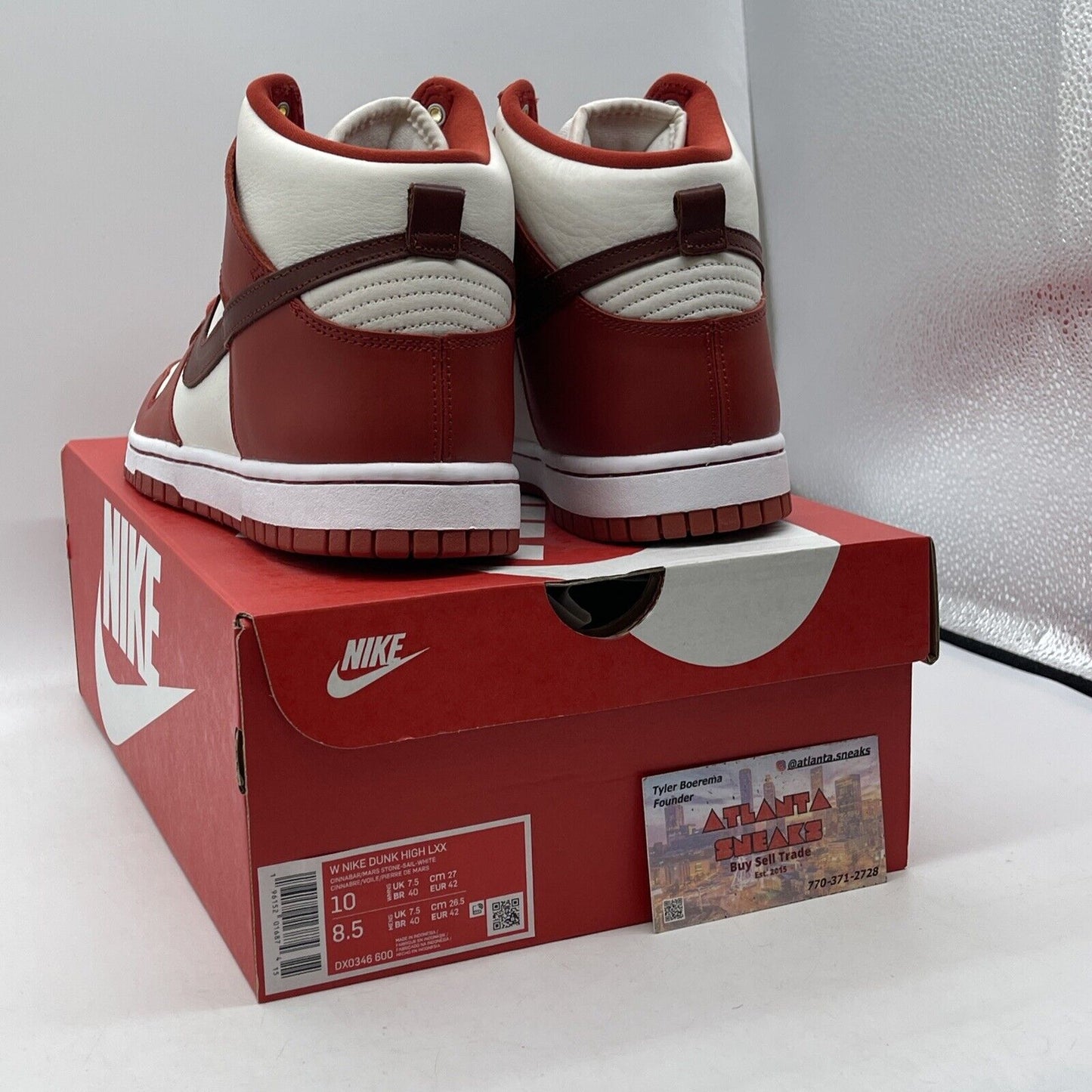 Size 10W - Nike Dunk LXX High Cinnabar Red White Leather (DX0346-600)