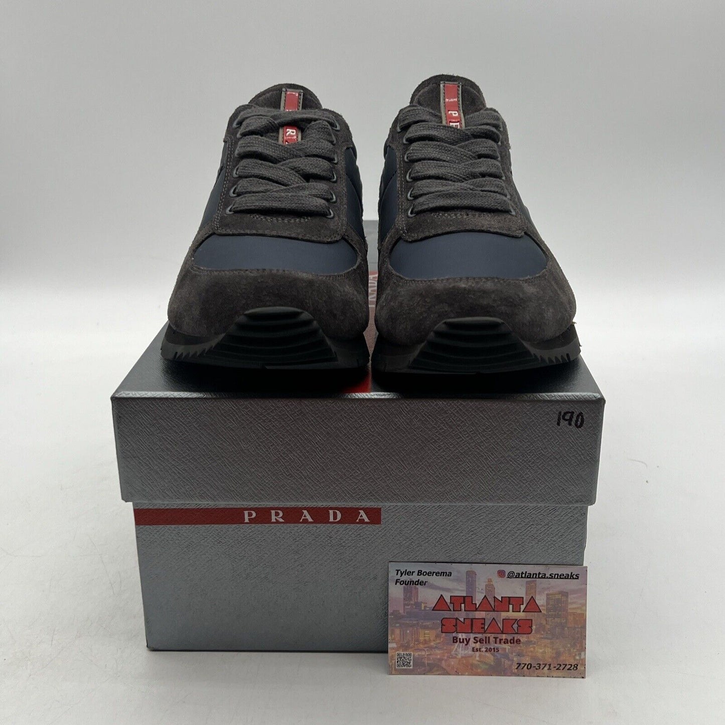 Size 7.5 - PRADA SNEAKERS SHOES 4E2721 ASFALTO