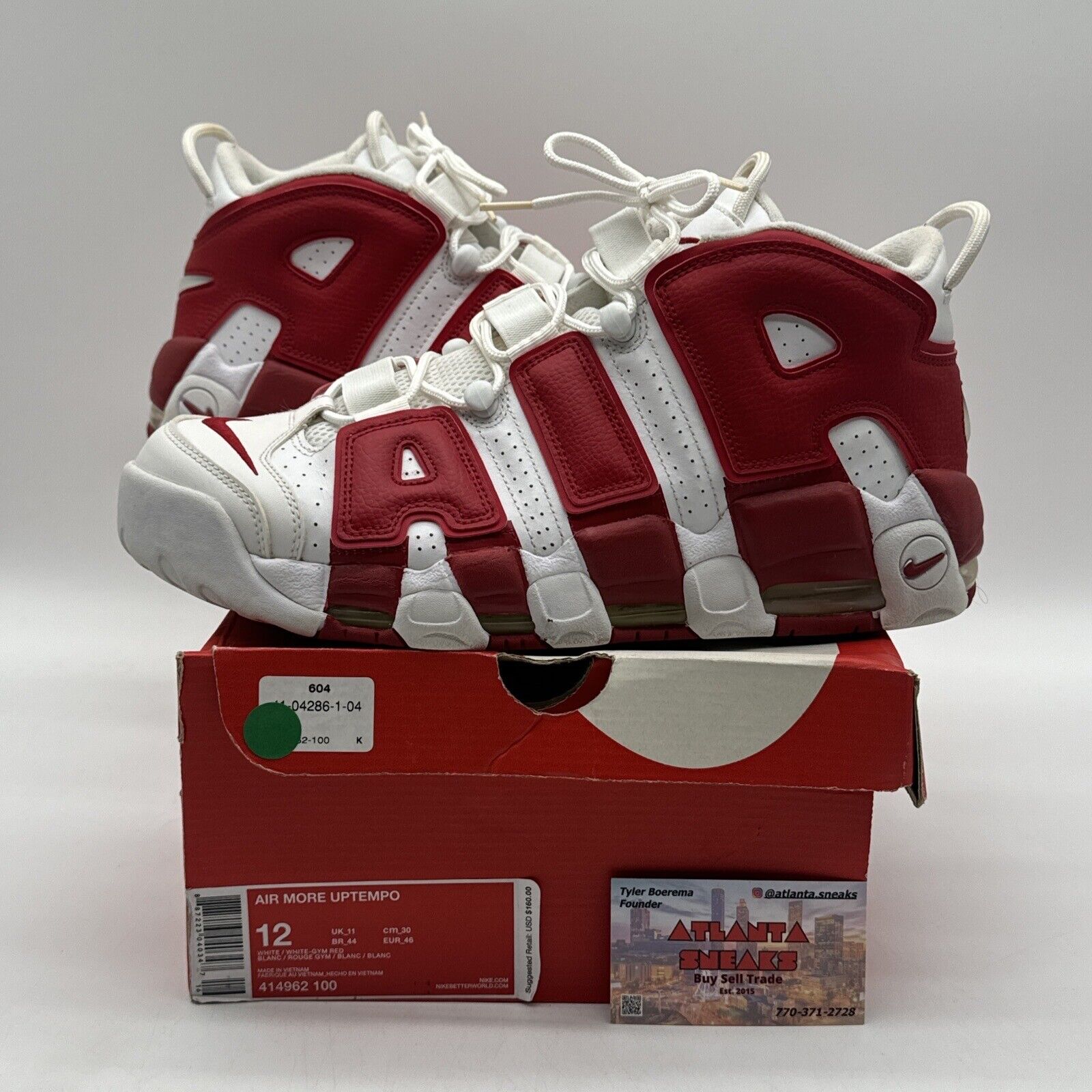 Size 12 - Nike Air More Uptempo White Red 2016 Varsity OG All Classic Leather A