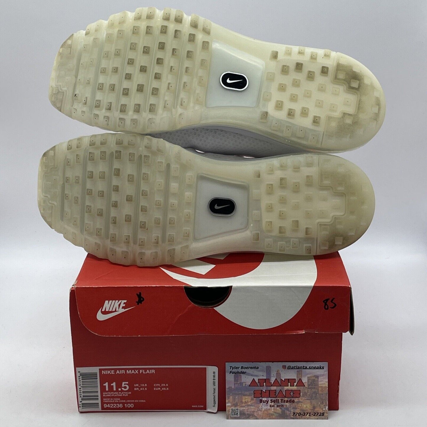 Size 11.5 - Nike Air Max Flair Triple White Suede Leather (942236-100)