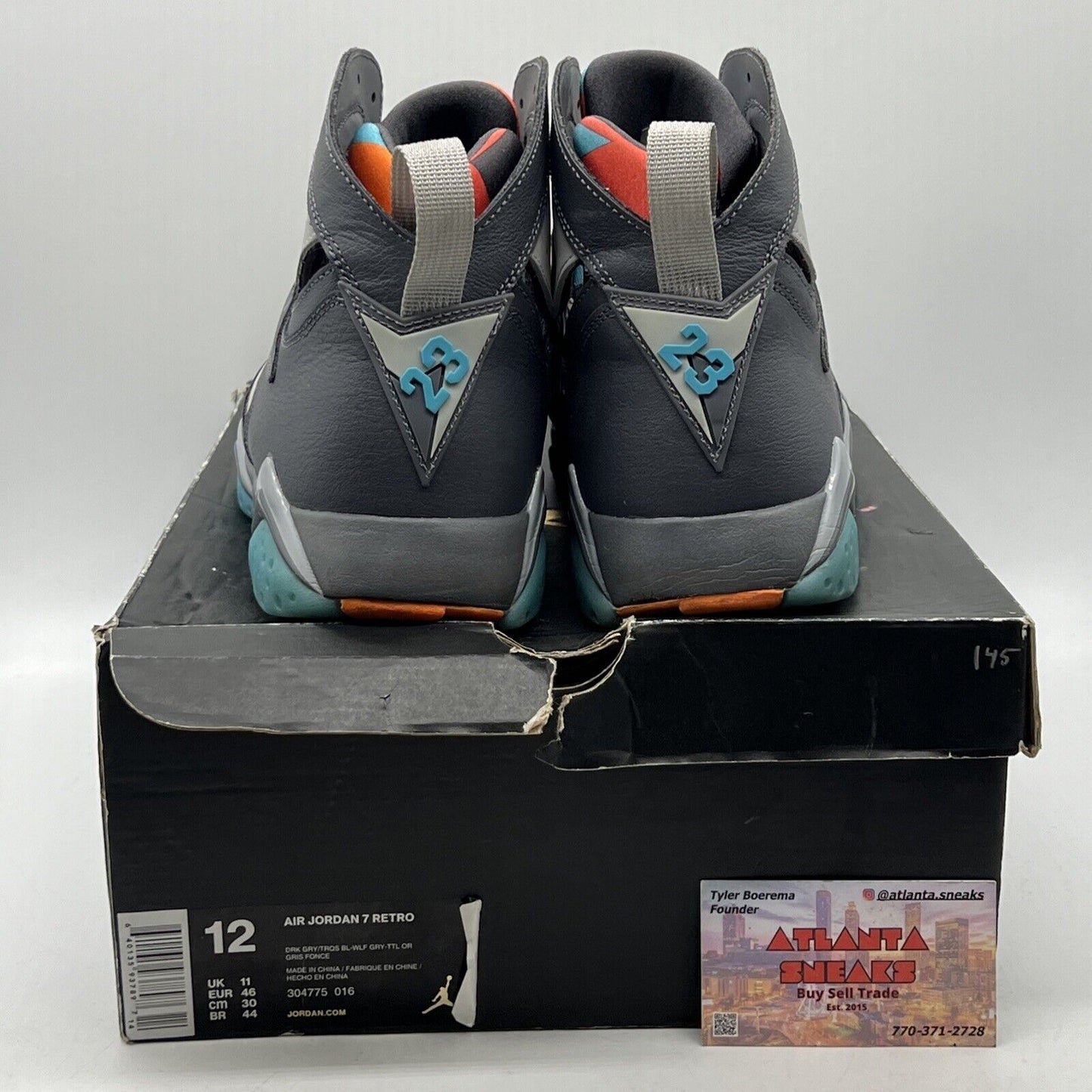 Size 12 - Air Jordan 7 Retro Barcelona Days Grey Blue Orange Suede (304775-016)