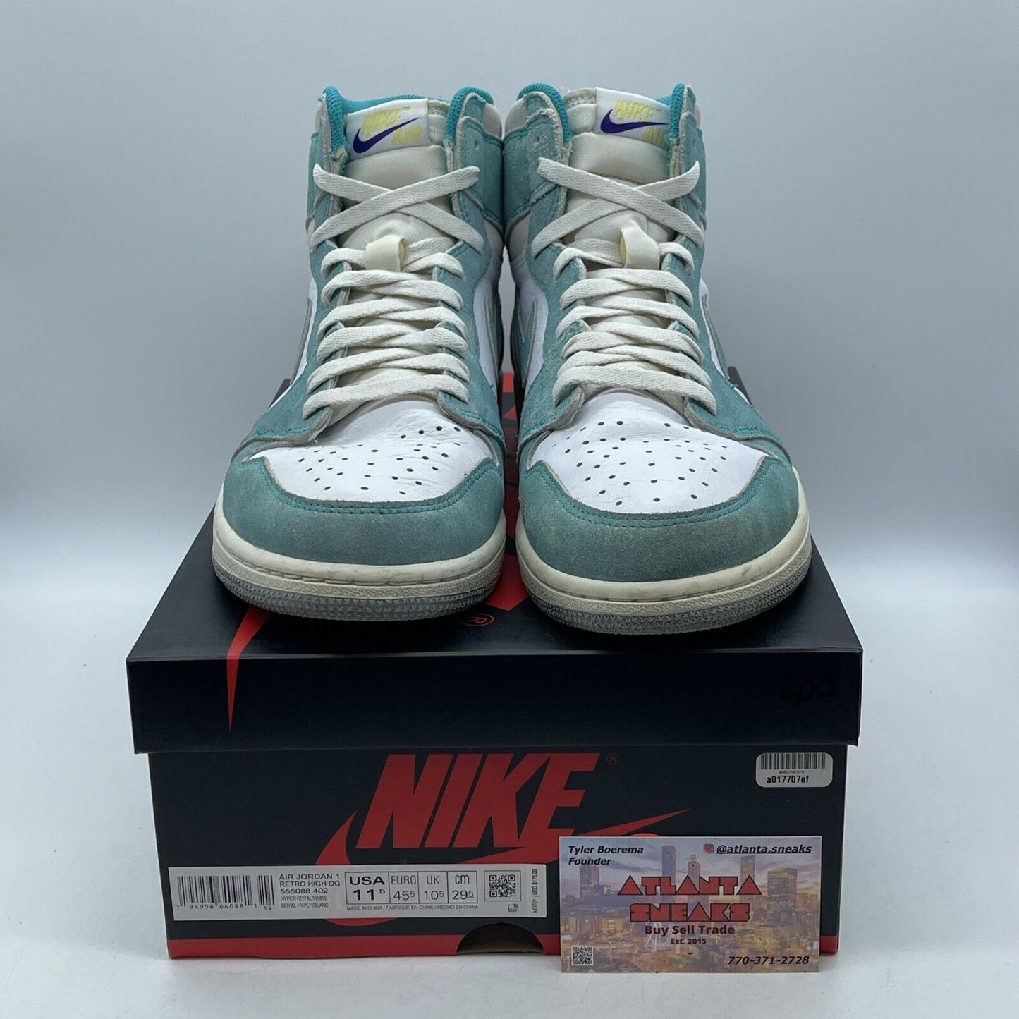Size 11.5 - Jordan 1 Retro OG High Hyper Royal Blue Grey Suede (555088-402)