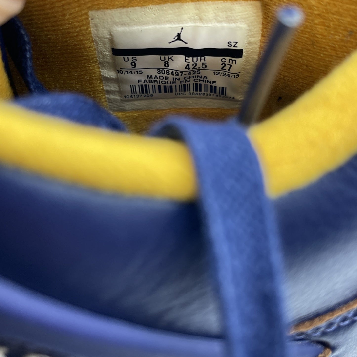 Size 9 - Air Jordan 4 Retro Dunk From Above Blue Yellow Leather (308497-425)