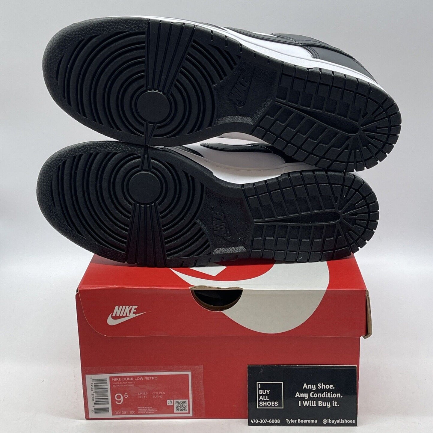 Size 9.5 - Nike Dunk Low Black White Suede Leather (DD1391-100)