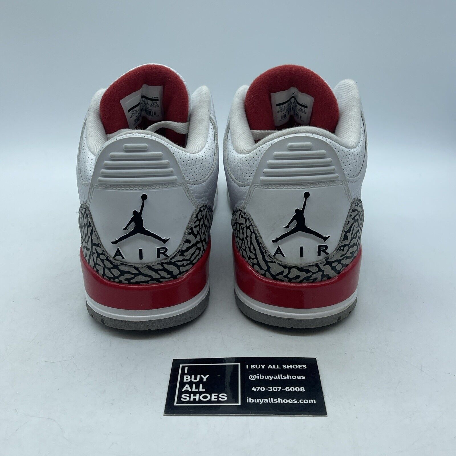 Size 10.5 - Jordan 3 Retro Hall of Fame 2018 Red White Grey Suede (136064-116)