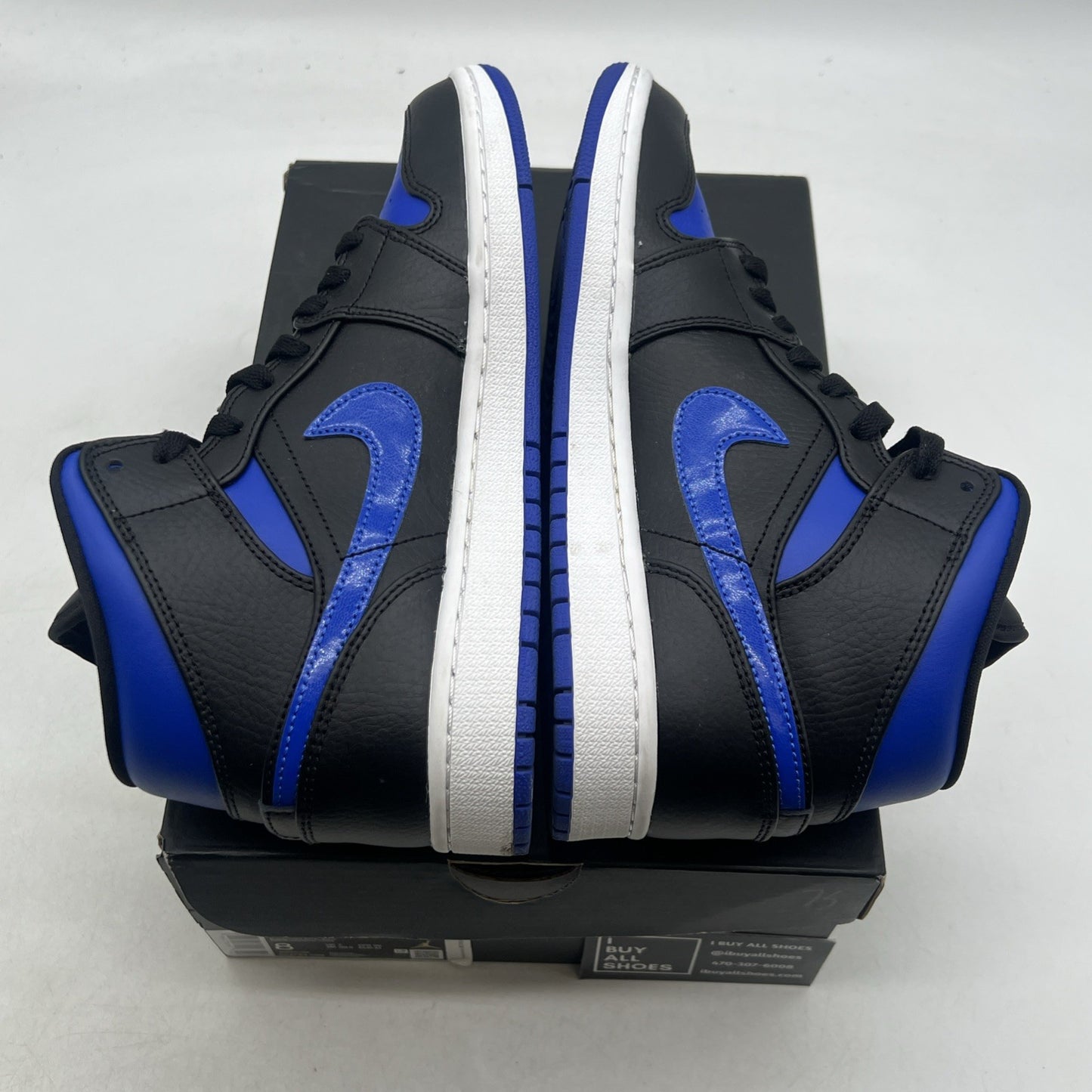 Size 8 - Air Jordan 1 Mid Black Hyper Royal (554724-068)