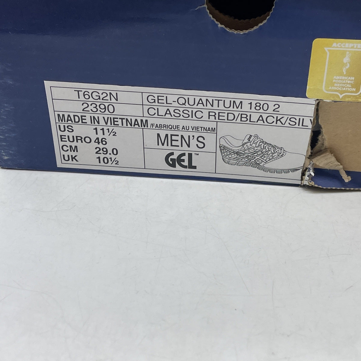 Size 11.5 - ASICS Gel Quantum 180 Classic Red Black (T6G2N-2390)