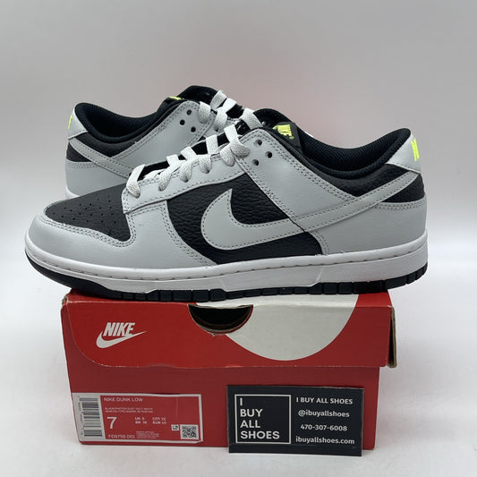 Size 7 - Nike Dunk Low Reverse Panda Neon Black Grey Leather (FD9756-001)