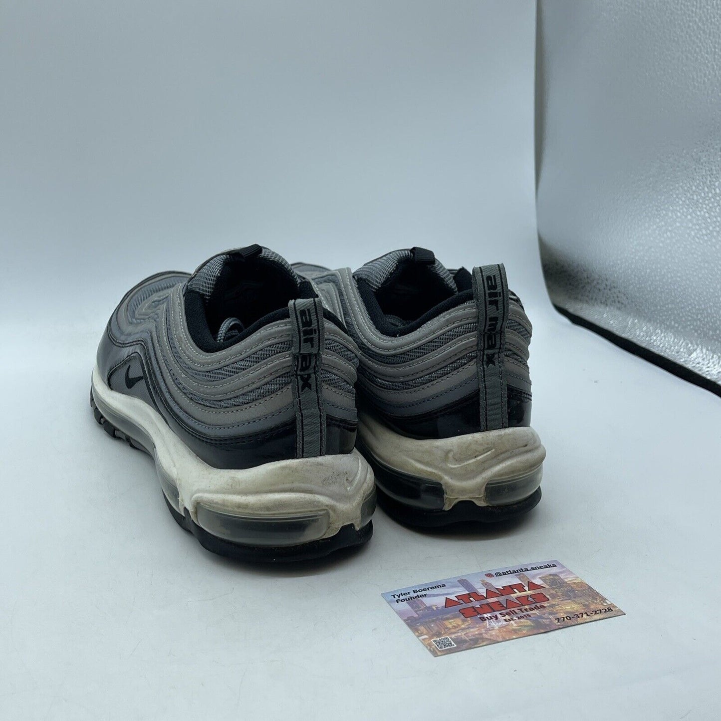 Size 12 - Nike Air Max 97 Patent Leather Grey Black White Suede (921826-010)